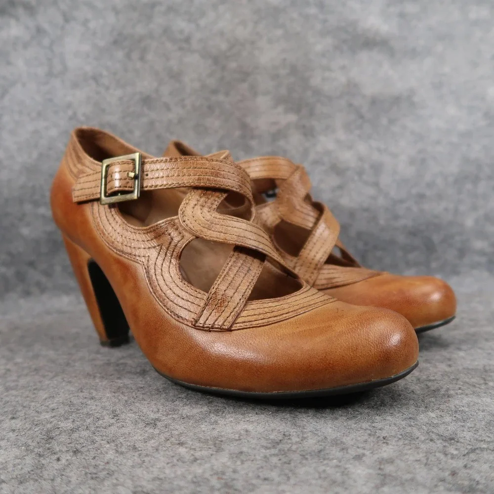Miz Mooz Shoes Womens 9 Soho Mary Jane Pumps Leather Buckle Strap Cuban Heel